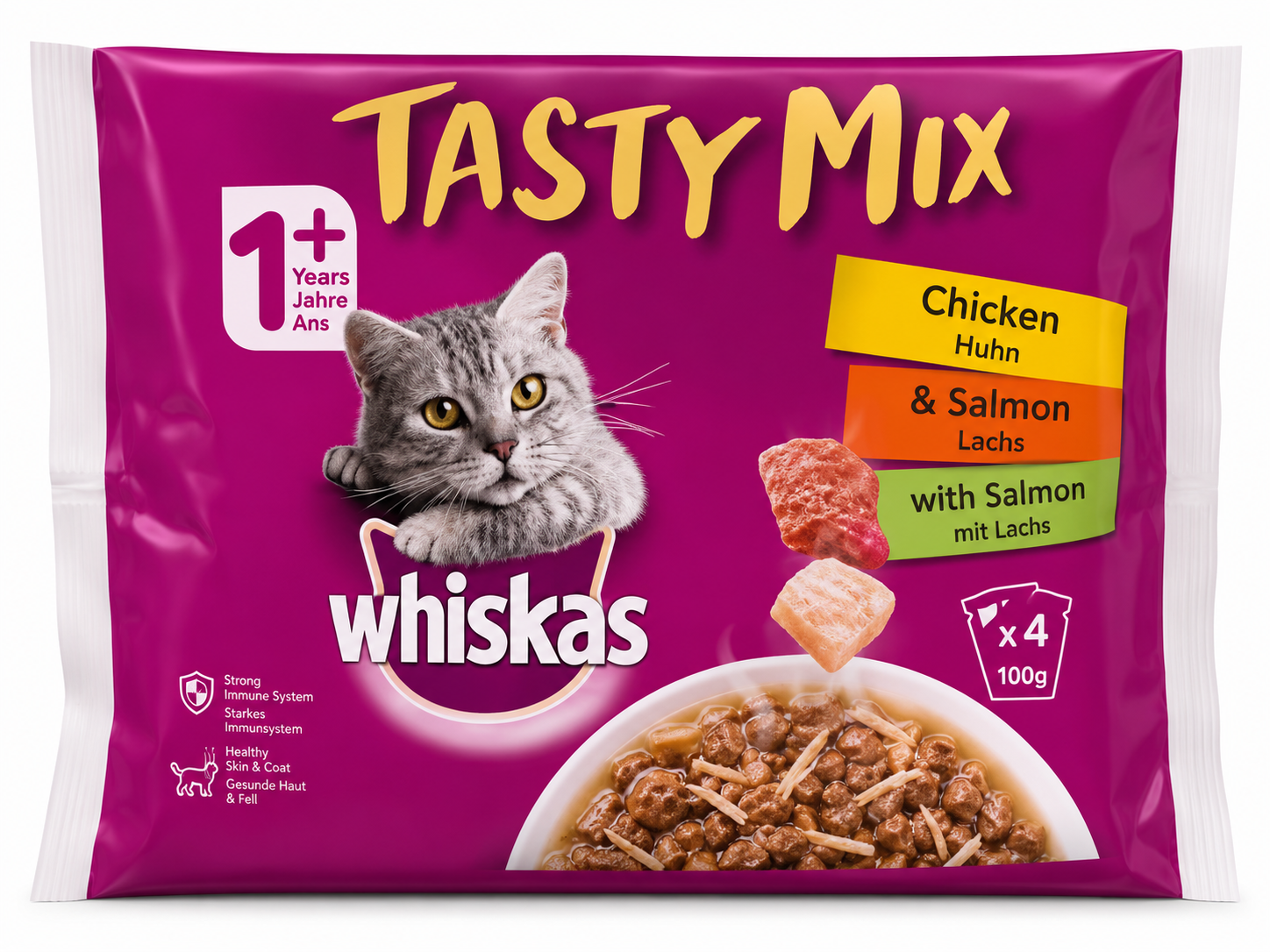 Whiskas Chicken & Salmon Tasty Mix Wet Food - 4 x 70g